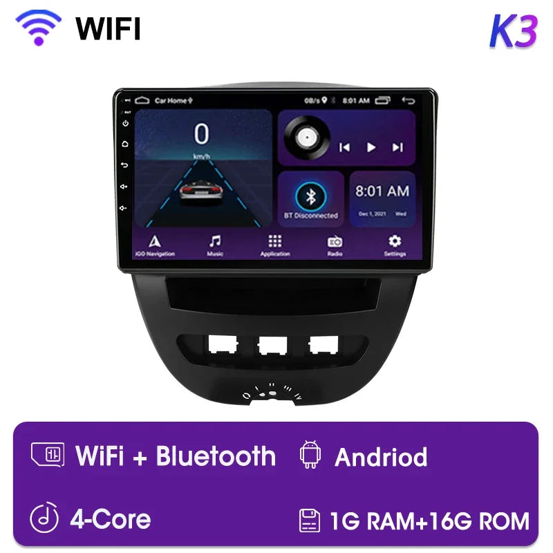 Srnubi Qualcomm 8 Core autoradio pour Peugeot 107 Toyota Aygo citroën C1 2005 - 2014 2 Din lecteur multimédia Android Carplay