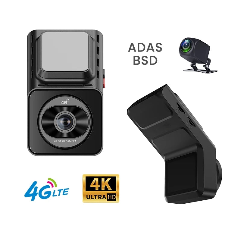 Caméra de tableau de bord SIM 4G LTE, application de Streaming en direct, moniteur à distance, double objectif 4K + 1080P, caméra arrière WIFI, enregistreur de voiture, suivi GPS, nouveauté 2026