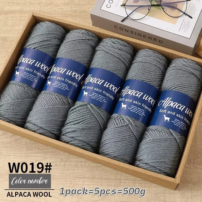 Fil de laine d'alpaga 500g, fil grossier, tissé à la main pour fabriquer des pulls chauds et à la mode, coupe-vent, vestes, foulards, chapeaux, fils