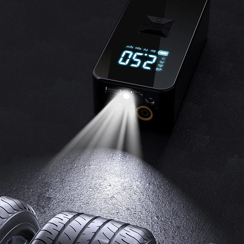 Gonfleur de pneus de voiture portable sans fil avec affichage numérique intelligent et fonction de charge rapide