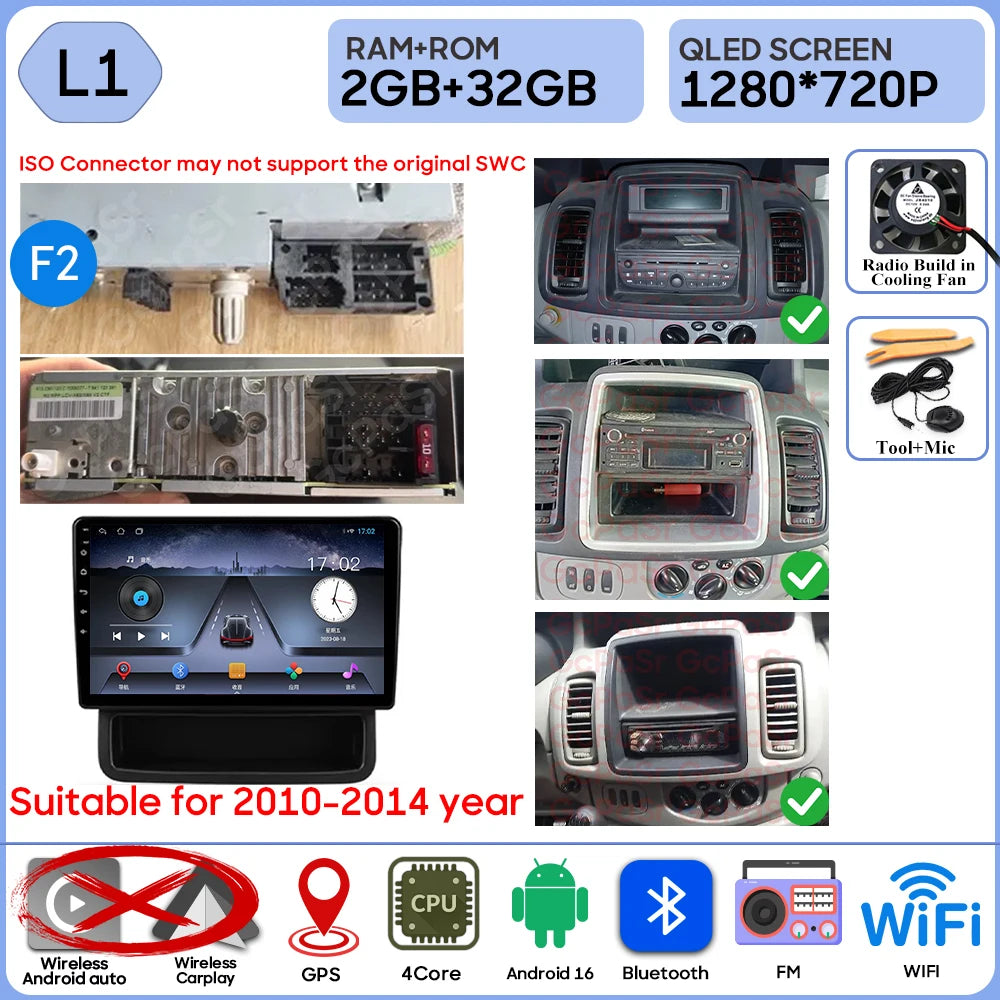 Autoradio Android 16 pour Renault Trafic 2 pour Opel Vivaro A pour Nissan primastar 2001 - 2014 GPS Navigation Carplay Android Auto