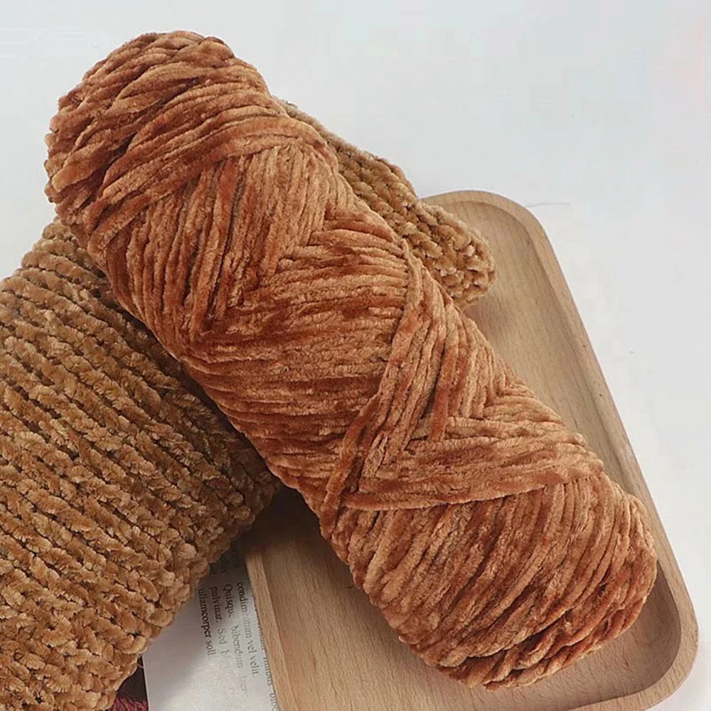 Fil de velours doux en Chenille, mélange de laine tricotée au Crochet, écharpe faite à la main, manteau, couverture et chapeau pour bébé, 95g