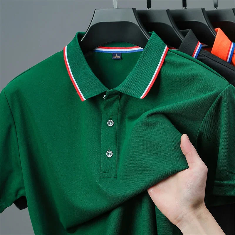 Polo décontracté à manches courtes pour hommes, couleur unie, haut polyvalent, à la mode et confortable, nouvelle collection été 2025