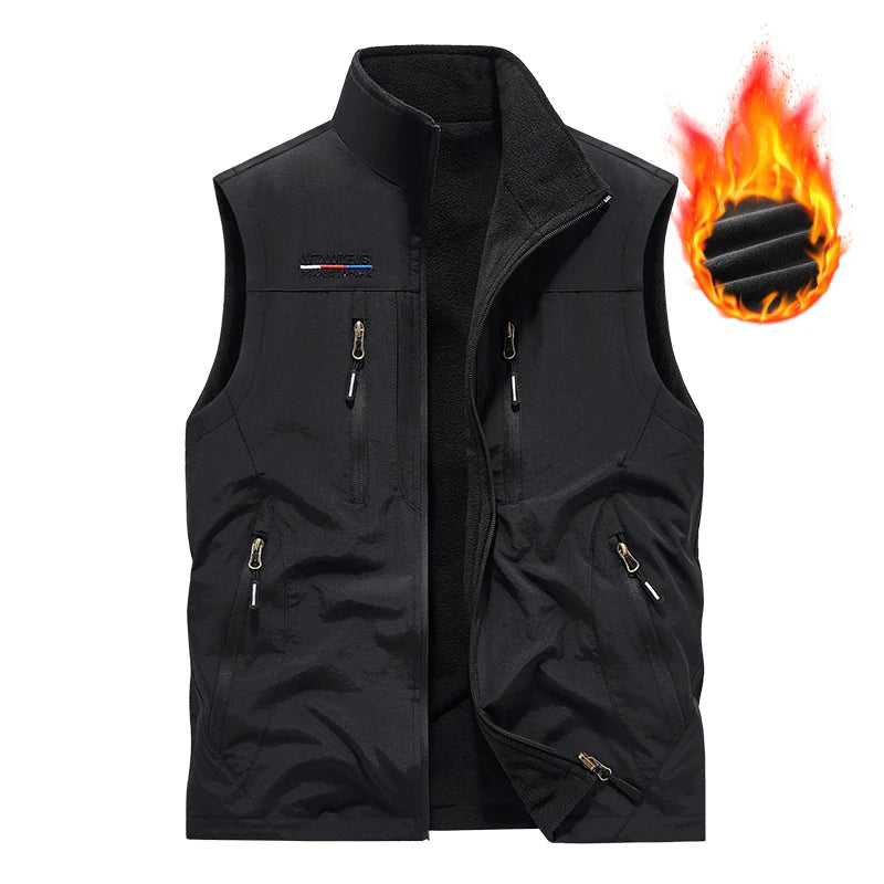 Gilet d'extérieur pour hommes, nouvel article d'automne et d'hiver avec plusieurs poches, vêtements Double face et gilet en velours, gilet ample surdimensionné