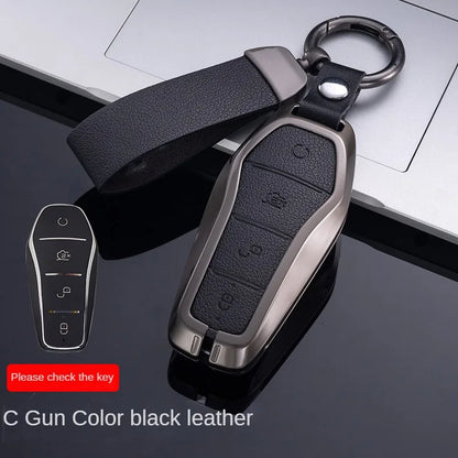 Étui pour clé pour BYD Song Plus Atto 3 Han EV Tang DM Qin joint dauphin cuir métal porte-clés à distance porte-clés accessoires de voiture