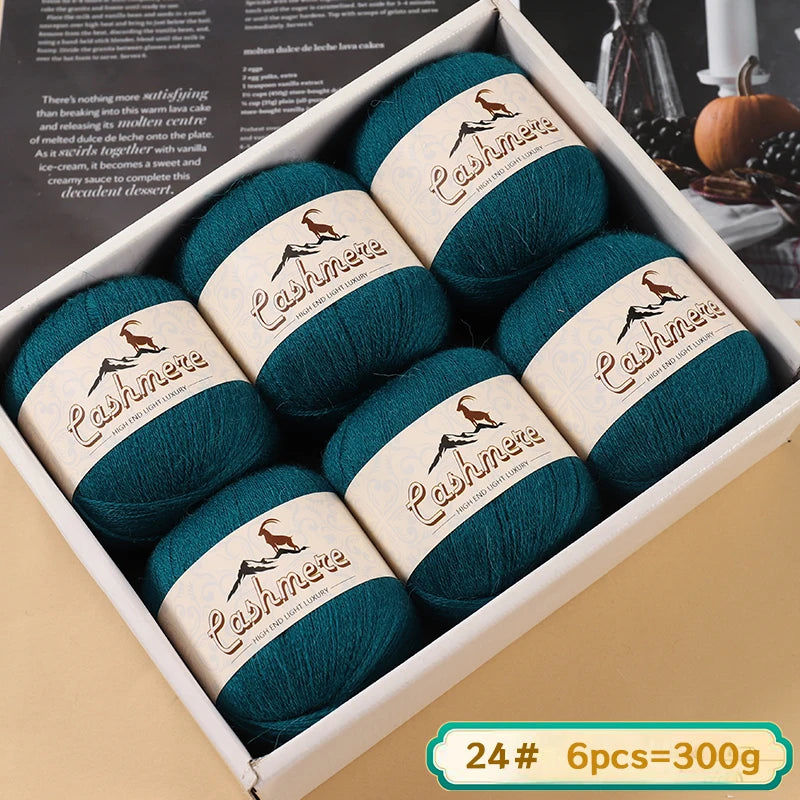 Fil de laine fine pure cachemire 300g, matériel de bricolage tissé à la main, aiguilles à tricoter, pulls chauds, pulls, foulards, boules de fil