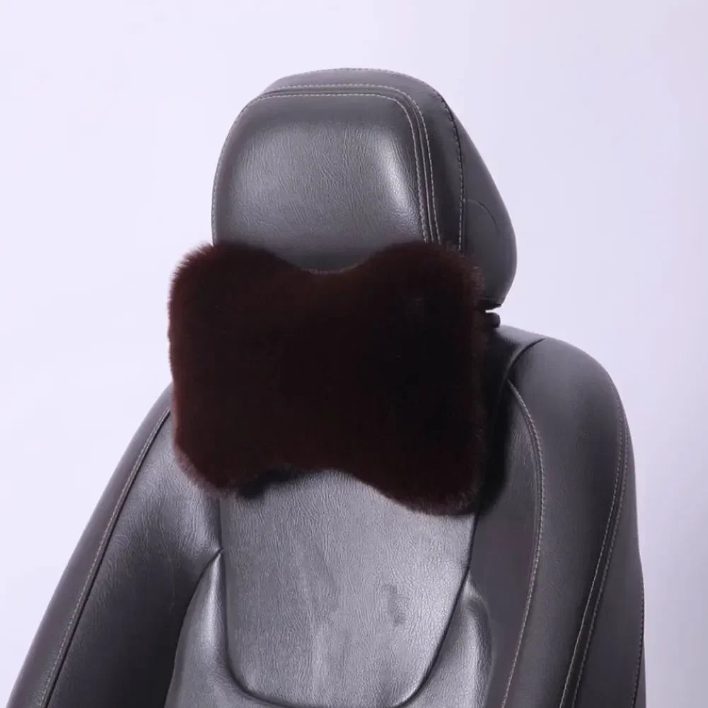 Appui-tête de cou de voiture d'hiver, oreiller doux pour siège de voiture, oreiller respirant en peluche, Support de tête et de cou, oreiller de sommeil, accessoires de voiture