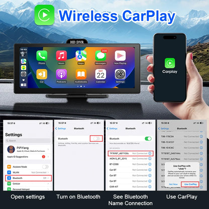 Develuck nouveau 11.26 ''4K voiture DVR sans fil CarPlay Android Auto lecteur multimédia IPS écran tactile Bluetooth enregistreur vidéo FM AUX