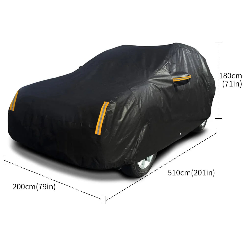 Housse de Protection universelle pour voiture SUV, Protection extérieure, étanche, anti-poussière, UV, adaptée à la berline, coque de voiture noire