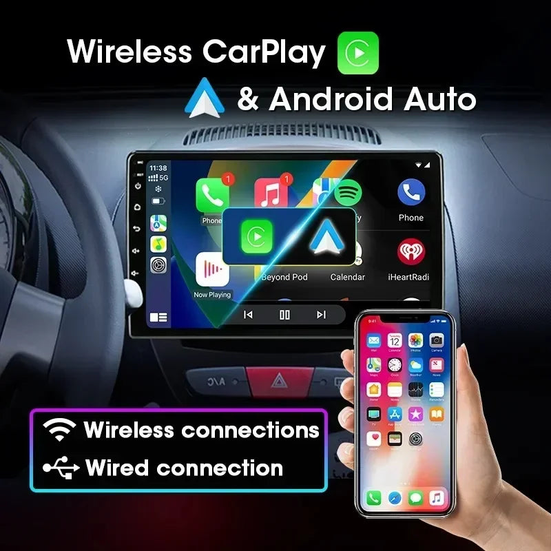 Srnubi autoradio pour Peugeot 107 Toyota Aygo citroën C1 2005-2014 sans fil Carplay Android Auto lecteur multimédia de voiture 2 Din