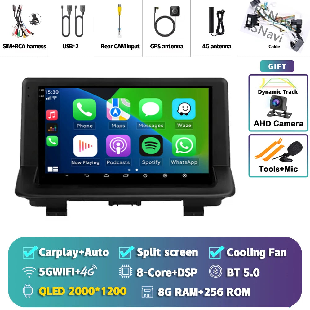 Android 15 sans fil CarPlay Auto autoradio pour Audi Q3 2012-2018 DSP lecteur vidéo multimédia GPS stéréo Autoradio unité principale WIFI