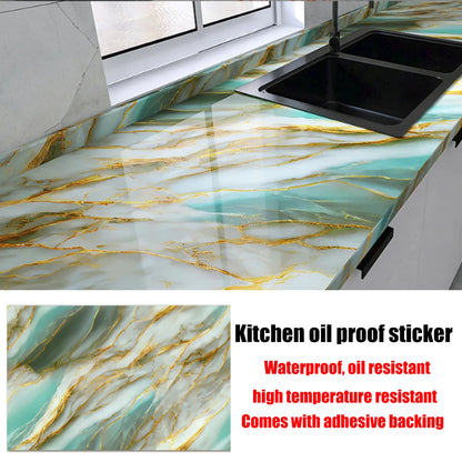 Autocollants muraux en marbre résistants à l'huile pour cuisine, 40cm, papier peint auto-adhésif résistant aux taches, haute température, décoration de la maison