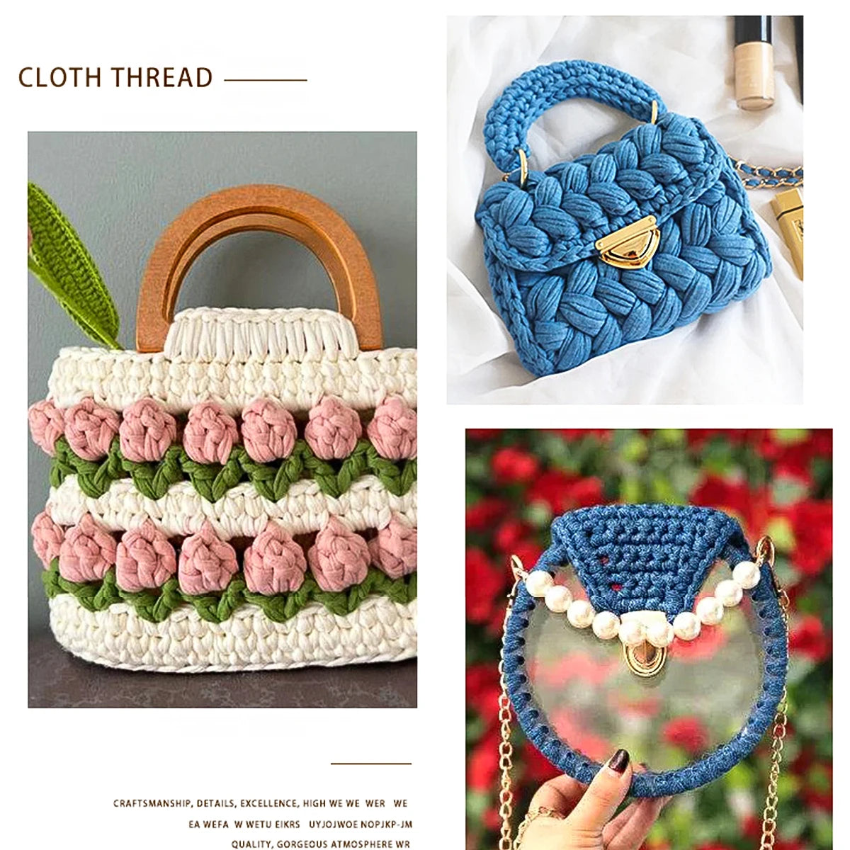 Fil en tissu élastique de 100g 30m de haut, épais, fait à la main, sac tricoté au Crochet, panier de rangement, paquet de matériel de fil au Crochet