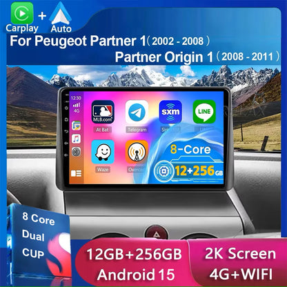 Android 15 autoradio Carplay pour Peugeot Partner 1 2002 - 2008 Partner origine 1 2008-2011 Android Auto lecteur multimédia stéréo