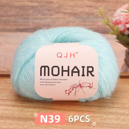 Fil Mohair doux et chaud, 6 paquets/150g, chaussettes de pull en tricot faites à la main, fil d'écharpe châle au Crochet, 60% Mohair, 40% acrylique