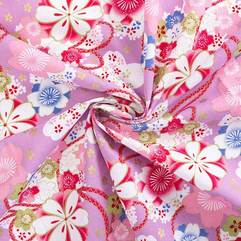 Tissu bronzé Kimono japonais 50x145cm, tissu en coton imprimé fleurs de cerisier Sushi, matériaux de bricolage, accessoires de Patchwork pour la couture