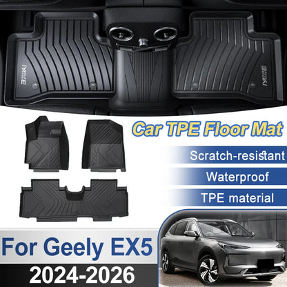 Tapis de sol de voiture pour Geely EX5 Galaxy E5 2024 2025 2026 LHD, imperméable, boue, coussinet complet, facile à nettoyer, matériau TPE, accessoires