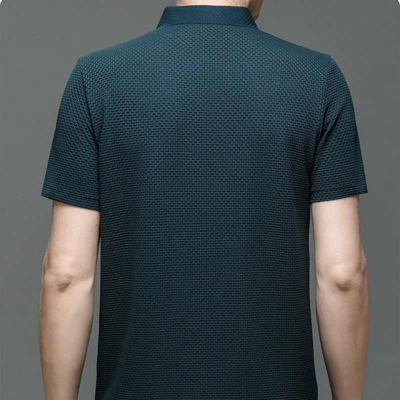 【جودة عالية】 M-4XL صيف جديد تي شيرت رجالي بأكمام قصيرة بولو، بارد ومسامي، قمة عمل غير رسمية ممتصة للعرق