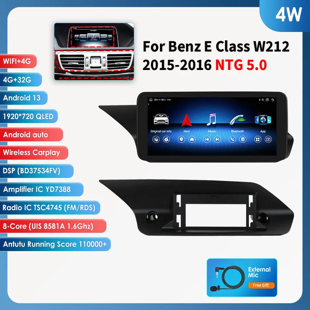 Autoradio Android 13 de 10.25 Pouces avec Lecteur de Limitation 4G Carplay, pour Mercedes Benz W212 Classe E NTG 4.0 4.5 5.0 E200 E230 E260 E300 S212