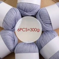Fil de mélange de soie de luxe 6 pièces/ensemble, 50g chacun, fil à tricoter doux adapté aux pulls, couvertures et écharpes pour bébé, plusieurs couleurs