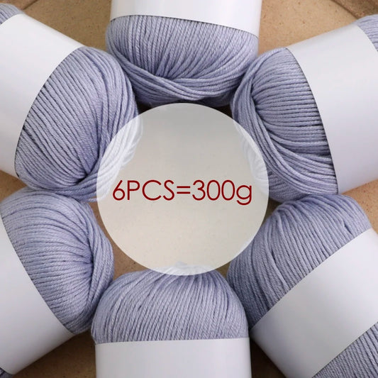 Fil de mélange de soie de luxe 6 pièces/ensemble, 50g chacun, fil à tricoter doux adapté aux pulls, couvertures et écharpes pour bébé, plusieurs couleurs