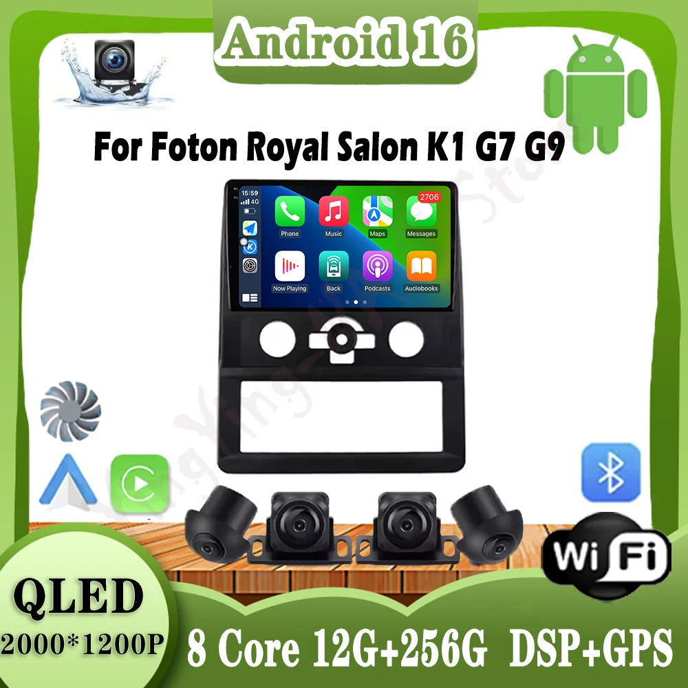 DSP راديو سيارة Carplay لـ Foton Royal Salon K1 G7 G9 GPS ملاحة Android Auto ستريو مشغل وسائط متعددة 4G Wifi BT