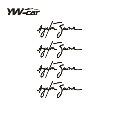 Autocollants de personnalité Ayrton Senna Signature pour voiture, accessoires de couverture de moto, rayures imperméables en PVC 11cm x 4cm, 4 pièces/lot