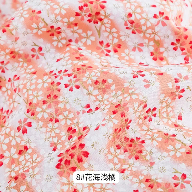 Tissu bronzé Kimono japonais 50x145cm, tissu en coton imprimé fleurs de cerisier Sushi, matériaux de bricolage, accessoires de Patchwork pour la couture