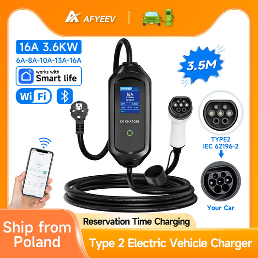 AFYEEV 3600W chargeur de voiture électrique Portable Type 2 IEC62196-2 câble de charge EV Station de charge Wallbox EVSE chargeur électrique