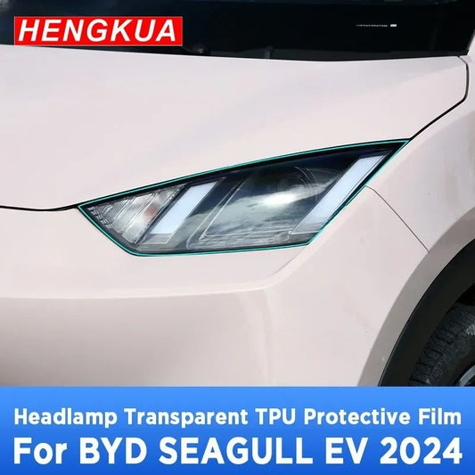 Autocollant de film de protection transparent en TPU pour BYD SEAGcorde L EV, lumière de sauna extérieure de voiture électrique 2024, lampe avant anti-rayures