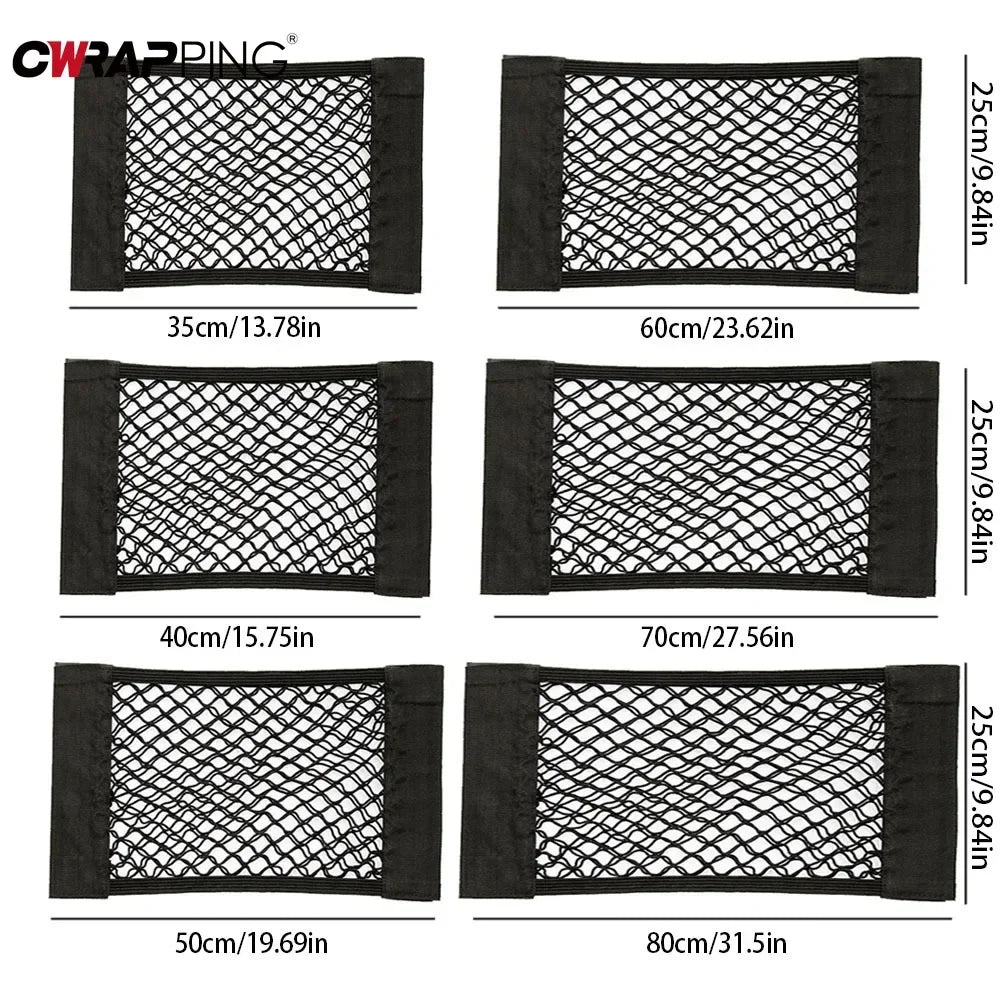 Filet de rangement pour siège arrière de voiture, sac de rangement, maille arrière, sangles élastiques réglables, véhicule antidérapant pour SUV berline, outils d'intérieur automobile