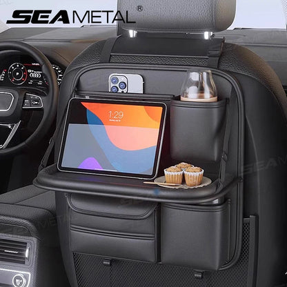 SEAMETAL – sac de rangement pour dossier de siège de voiture, grande capacité, organisateur de siège arrière multi-poches, Table à manger pliable, plateau de tablette, sac suspendu