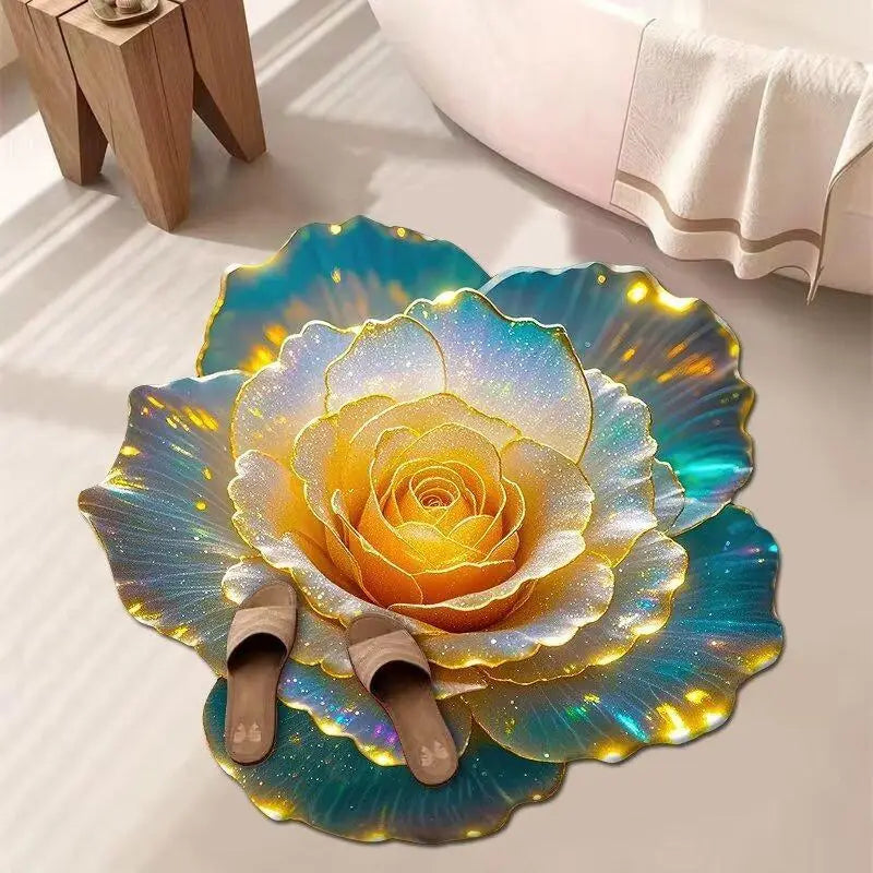Tapis de sol en forme de fleur, tapis de sol en forme de pivoine souple, durable, 40x40cm/60x60cm, antidérapant, absorbant, pour salle de bain, salon