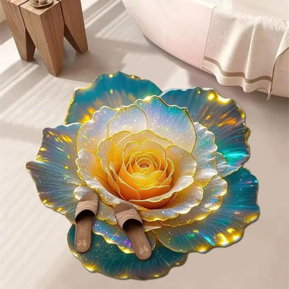 Tapis de sol en forme de fleur, tapis de sol en forme de pivoine souple, durable, 40x40cm/60x60cm, antidérapant, absorbant, pour salle de bain, salon