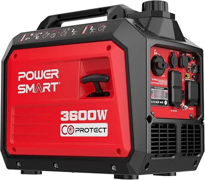 Générateur d'onduleur portable de 3600 watts avec protection CO, fonctionnement silencieux, 30 ampères RV-Ready