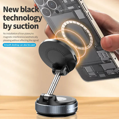360 °   Ventouse à vide rotative pour iPhone série 12-17, charge rapide, chargeur sans fil magnétique Super puissant pour voiture, support pour téléphone