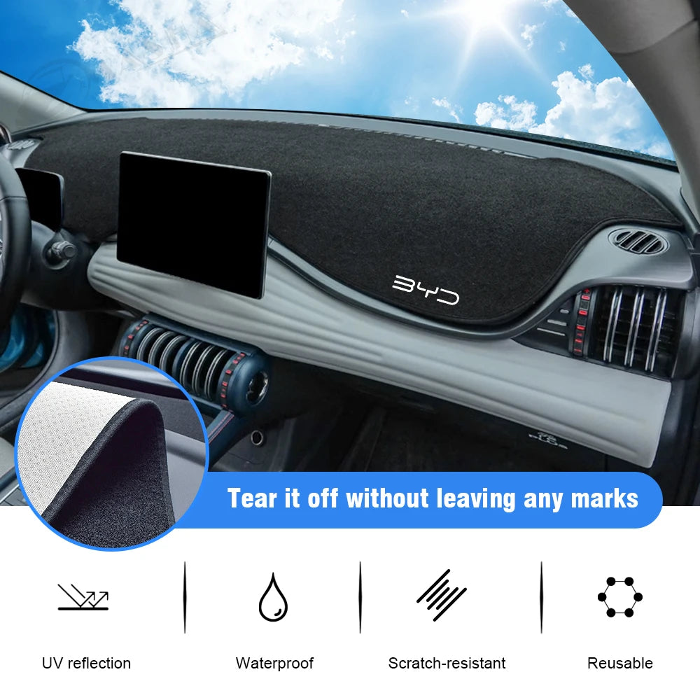 Couverture de tableau de bord de voiture, tapis Anti-UV pour BYD Atto 3 Ev 2022 2023, moulures intérieures de voiture, tampon antidérapant, accessoires Yuan Plus