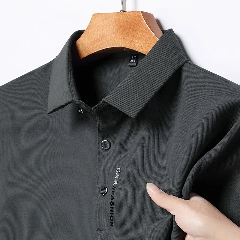 Polo à manches courtes pour hommes, couleur unie, respirant, confortable, élastique, nouvel arrivage, Style Business décontracté