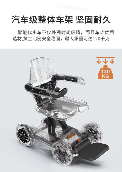 Fauteuil roulant électrique pliant automatique avec télécommande pour téléphone portable, scooter à quatre roues handicapé