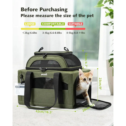 Pecute – porte-animaux extensible pour chiens et chats, approuvé par la compagnie aérienne, respirant, doux, avec fermetures éclair de verrouillage, sac de voyage pour animaux de compagnie pour S
