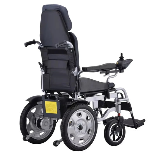 Fauteuil roulant électrique inclinable avec dossier haut, chaise plate allongée avec roulettes pour désactionner 50112-L036