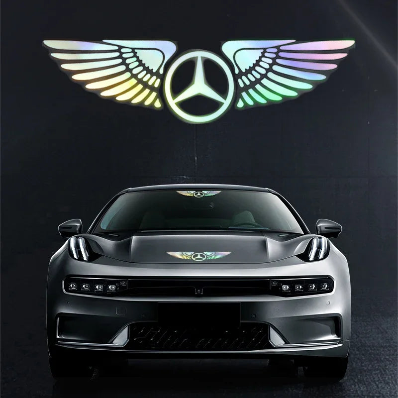 Autocollant de coffre de capot de pare-brise aile d'ange Laser coloré de voiture pour Mercedes Benz C180 C200 C260 C300 W108 W124 W126 W140 W168 W169
