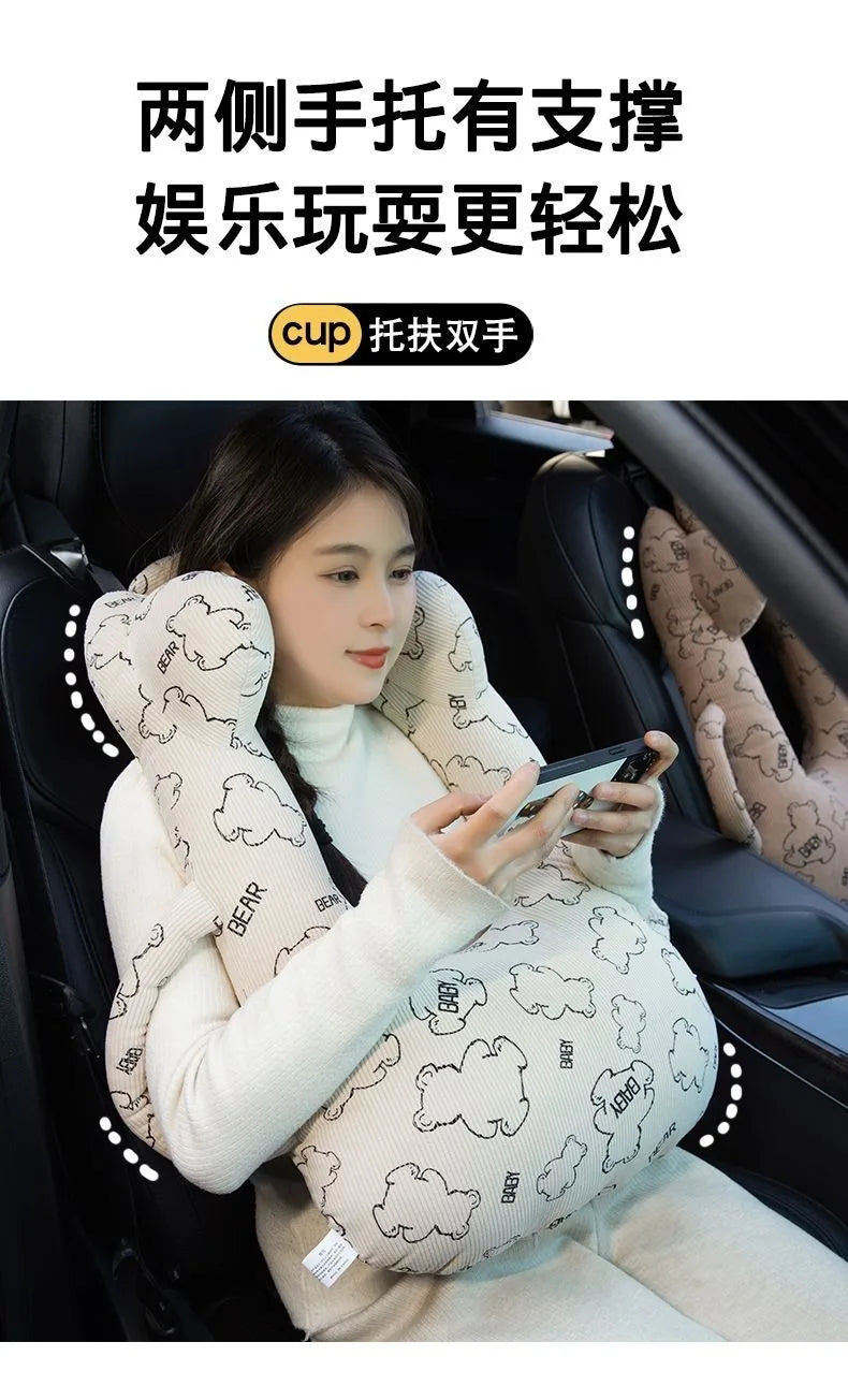 Ceinture de sécurité de voiture pour enfants, dispositif de couchage de voiture haut de gamme, oreiller de siège arrière pour les promenades longue distance, oreiller fixe pour bébé