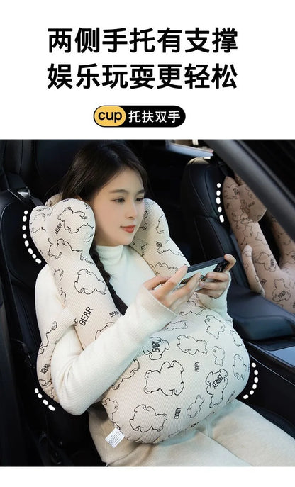 Ceinture de sécurité de voiture pour enfants, dispositif de couchage de voiture haut de gamme, oreiller de siège arrière pour les promenades longue distance, oreiller fixe pour bébé