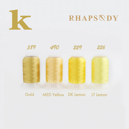 خيط تطريز بوليستر Rhapsody 40WT للماكينة 550 ياردة 60 لونًا Brother Babylock Janome Singer Pfaff Husqvarna Bernina للخياطة