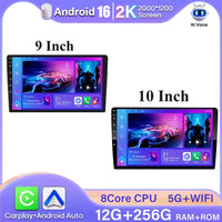 Android 16 universel 9/10 pouces autoradio CarPlay autoradio Android Auto GPS lecteur multimédia 2 DIN WiFi lecteur QLED écran BT