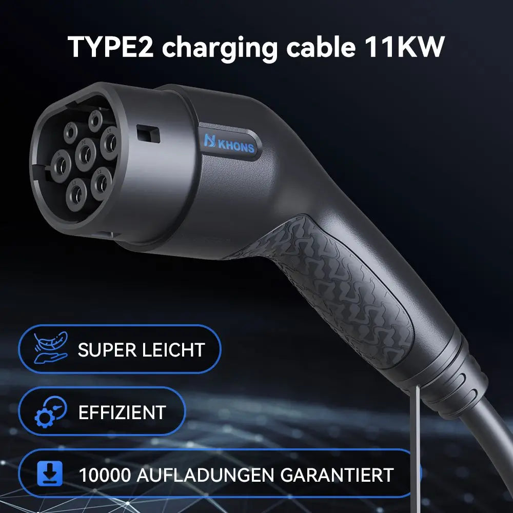 Khons 7KW câble de chargement EV 32A Type2 à Type2 IEC62196-2 prise femelle à mâle pour les Stations de charge EVES 5M TPU IP65