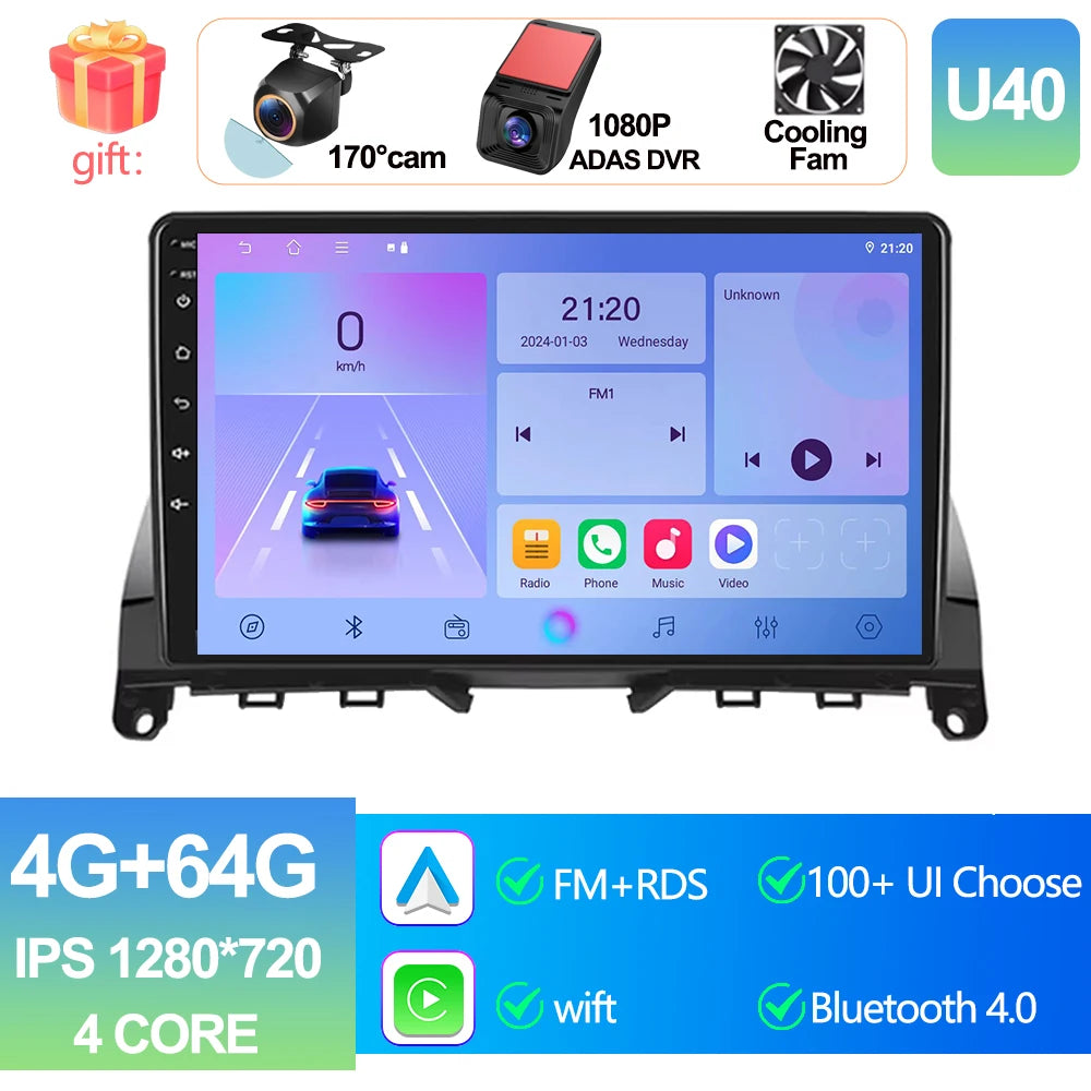 Pour Mercedes Benz classe C 3 W204 S204 2006 - 2011 Android 15 Carplay Auto autoradio multimédia lecteur vidéo Navigation GPS DSP