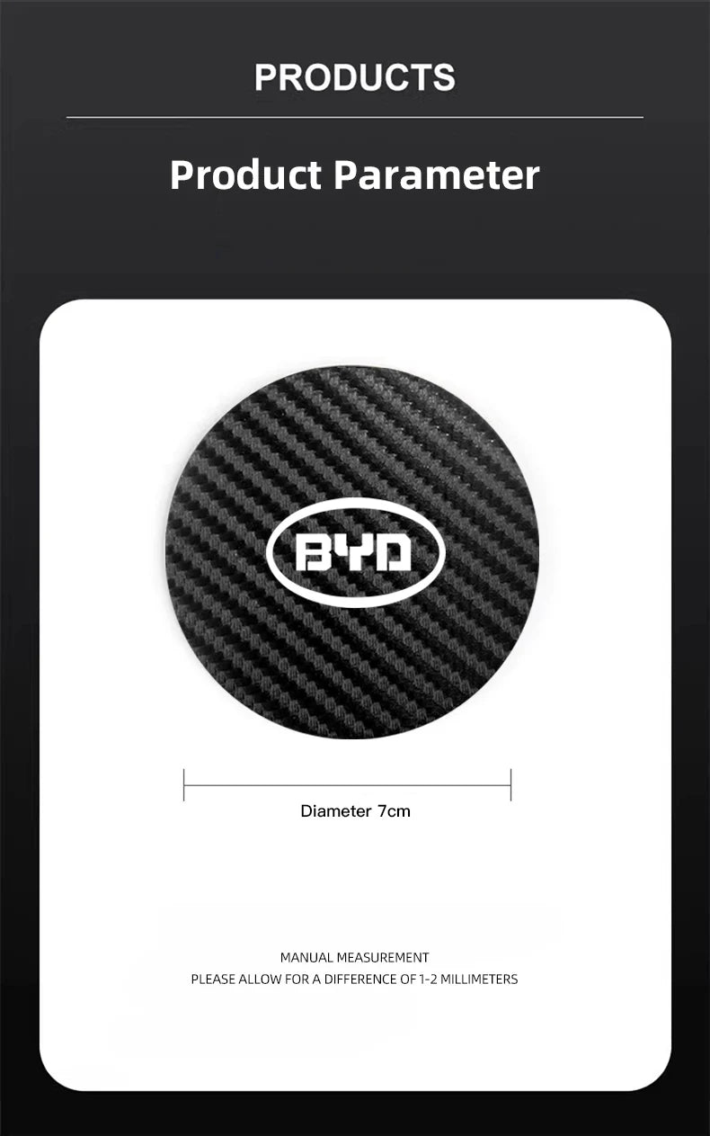 Dessous de verre en cuir de carbone pour voiture, 2 pièces, tasse d'eau, coussinet antidérapant pour BYD Atto 3 Yuan Plus Han Tang EV F3 E6 Dmi Song F0 Qin Pro G3 I3 Ea1