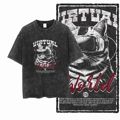 U1 STREE THEME graphique exclusif unisexe coton lavé à l'acide t-shirt Cool Vintage Streetwear hommes t-shirts grande taille t-shirt pour hommes